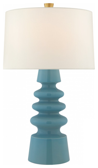 Andreas Table Lamp, 1-Light, Blue Jade, Linen Shade, 28.5"H (JN 3608BJD-L CTXHR)