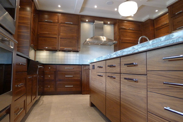 walnut horizontal grain kitchen - contemporary - kitchen