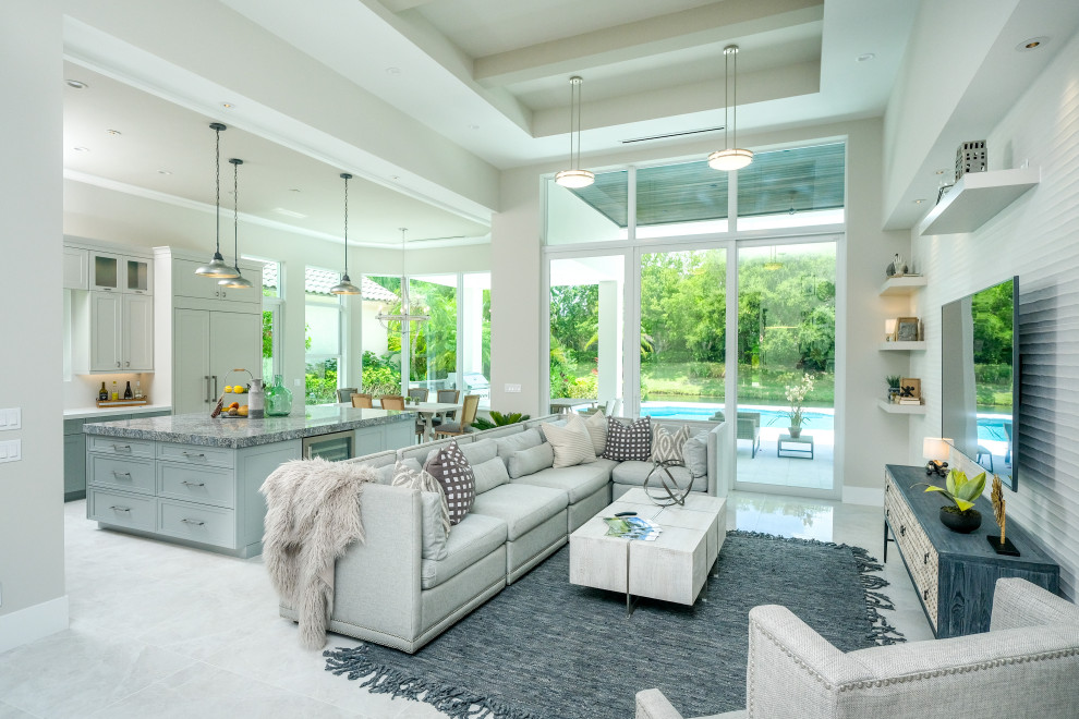 Example of a beach style living room design in Miami