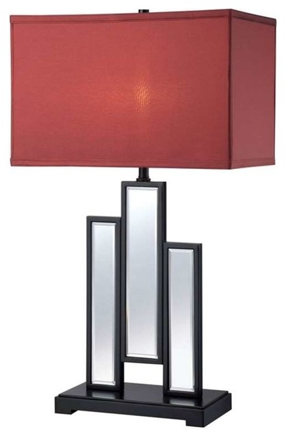 Lite Source Table Lamp, Mirror Body, Fabric Shade