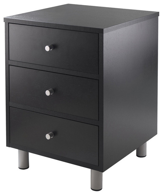 Winsome Wood Daniel Accent Table With 3 Drawers, Black Finish