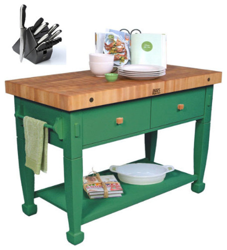 Kitchen Island John Boos john boos jasmn48243 butcher block 48x24, henckels 13pc knife set Kitchen Island John Boos john boos jasmn48243 butcher block 48x24, henckels 13pc knife set