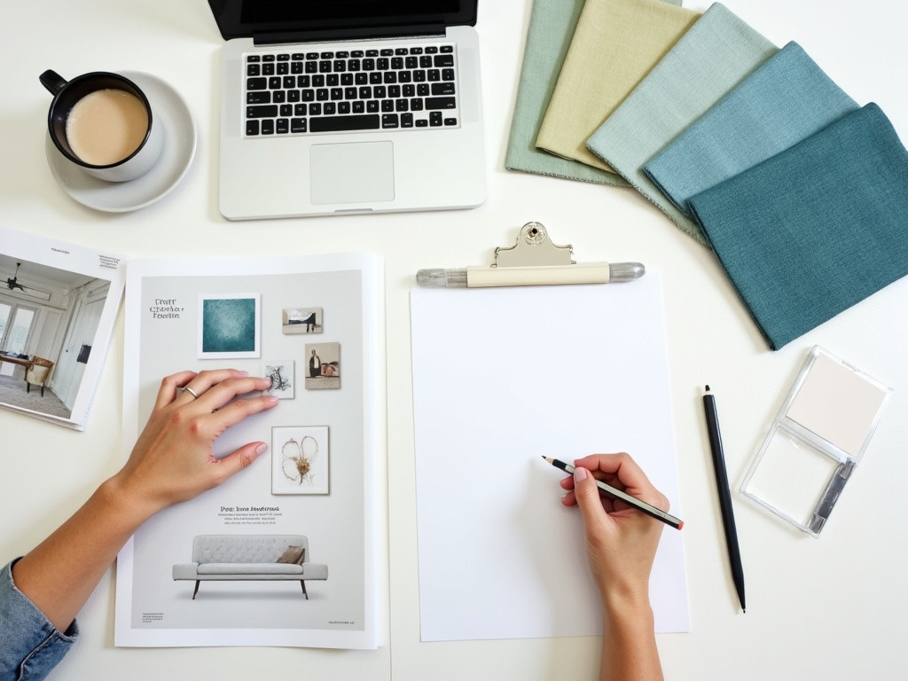 Virtual Design meeting with computer and design tools