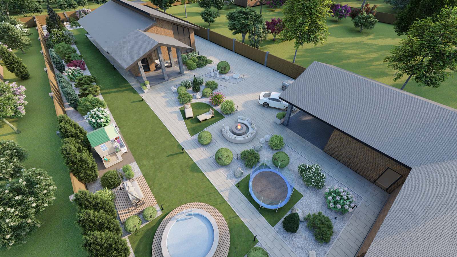 Ландшафтный дизайн 25 соток в д. Большая Ельня