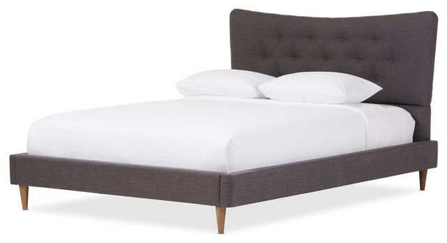 Hannah Mid Century Modern Linen Platform Bed Midcentury Beds By Baxton Studio - Modern Queen Bed Linen Hannah Mid Century Modern Linen Platform Bed Midcentury Beds By Baxton Studio - Modern Queen Bed Linen