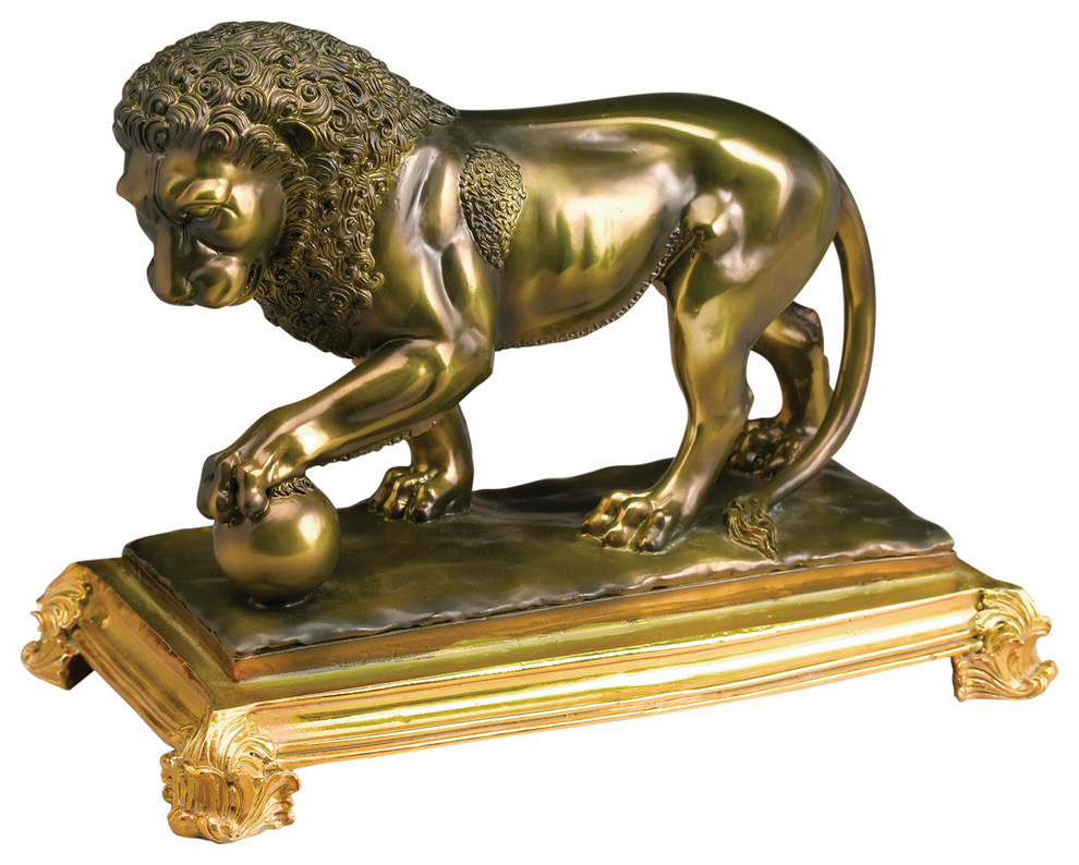 Lion and Ball Statue Traditional Decorative Objects And Figurines