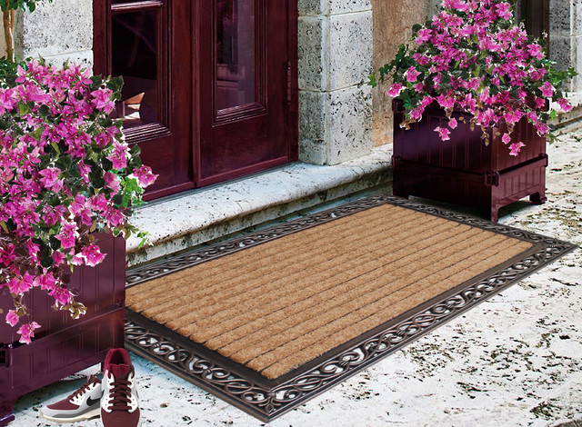 Rubber And Coir Molded Large Double Door Mat Copper Finish