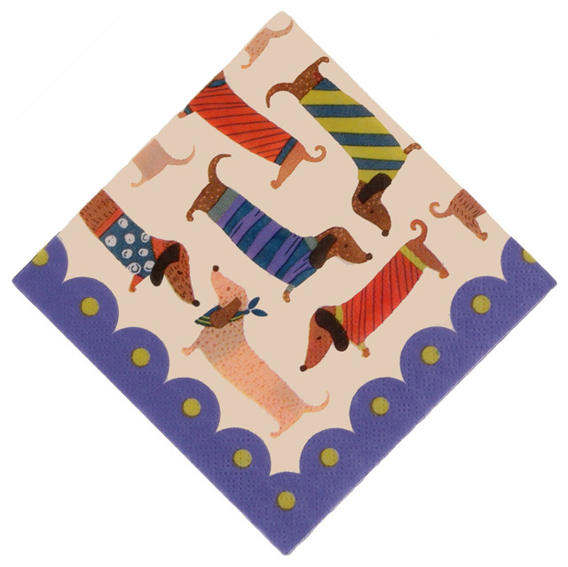 Sausage Dogs Cocktail Napkins, Set of 20 Contemporary Napkins by Ulster Weavers Houzz