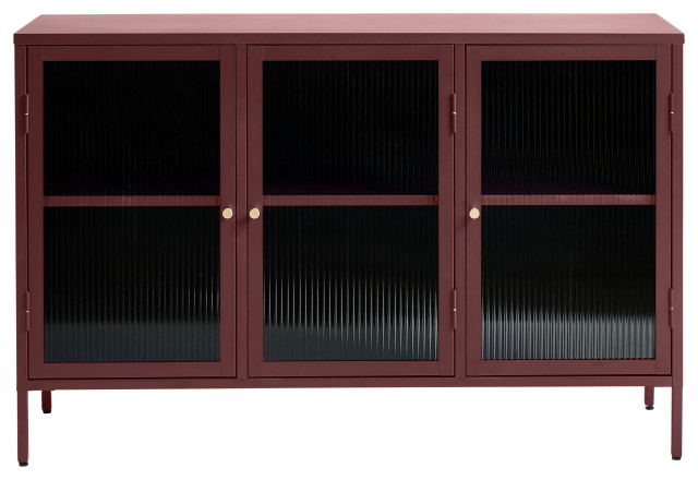 Metal & Glass 3-door Sideboard, Red