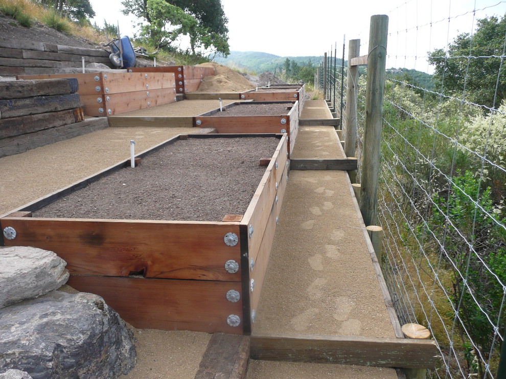 Vegetable boxes on hill side