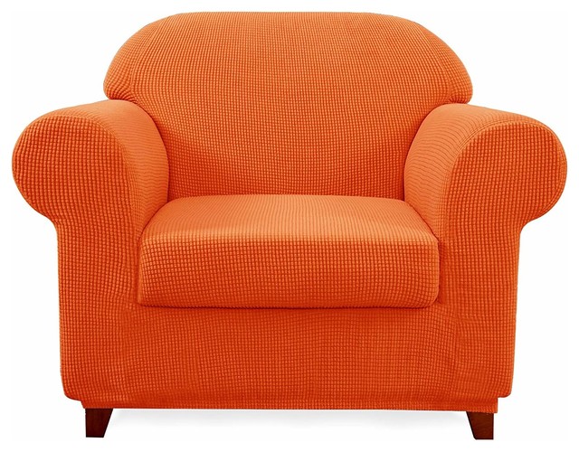 Subrtex 2 Piece Spandex Stretch Sofa Slipcover Orange Chair