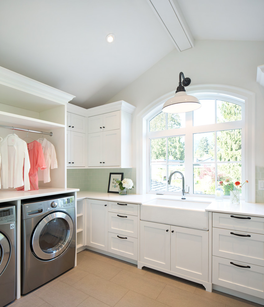 Inspiration for a coastal laundry room remodel in Vancouver