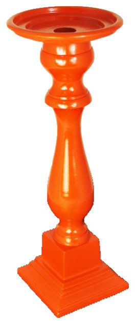 Powder Coated Aluminum Pillar Candle Holder, Orange, Large