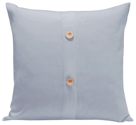 Organic Solid Decorative Cotton Pillow, Stone Blue