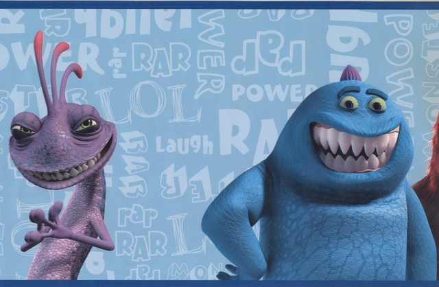 Disney Monsters Inc Kids Wallpaper Border Retro Design Roll