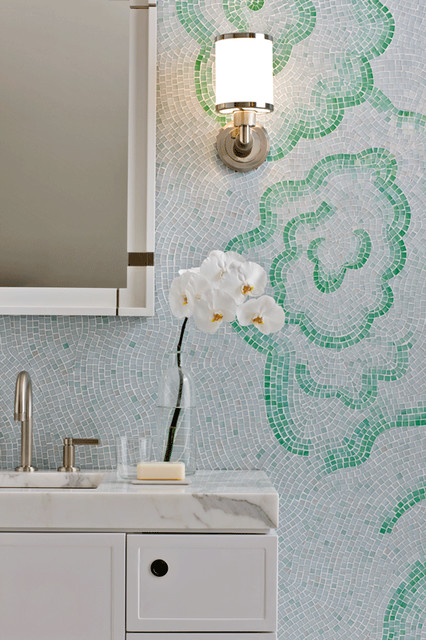 ANN SACKS Azure Glass Tile  Bathroom  New York  by ANN SACKS