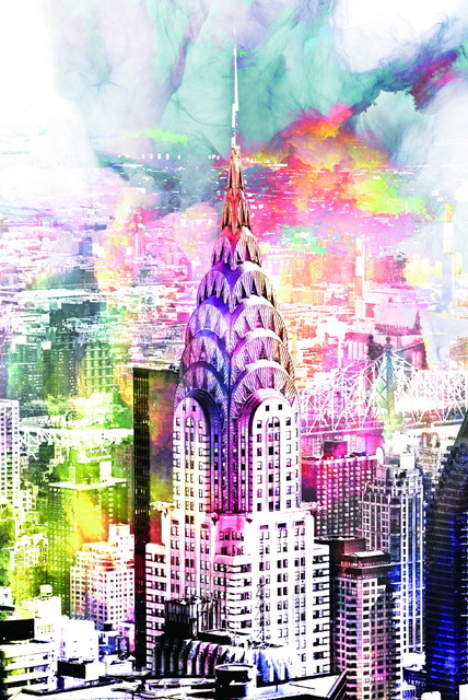New York Splatter Tempered Glass Wall Art