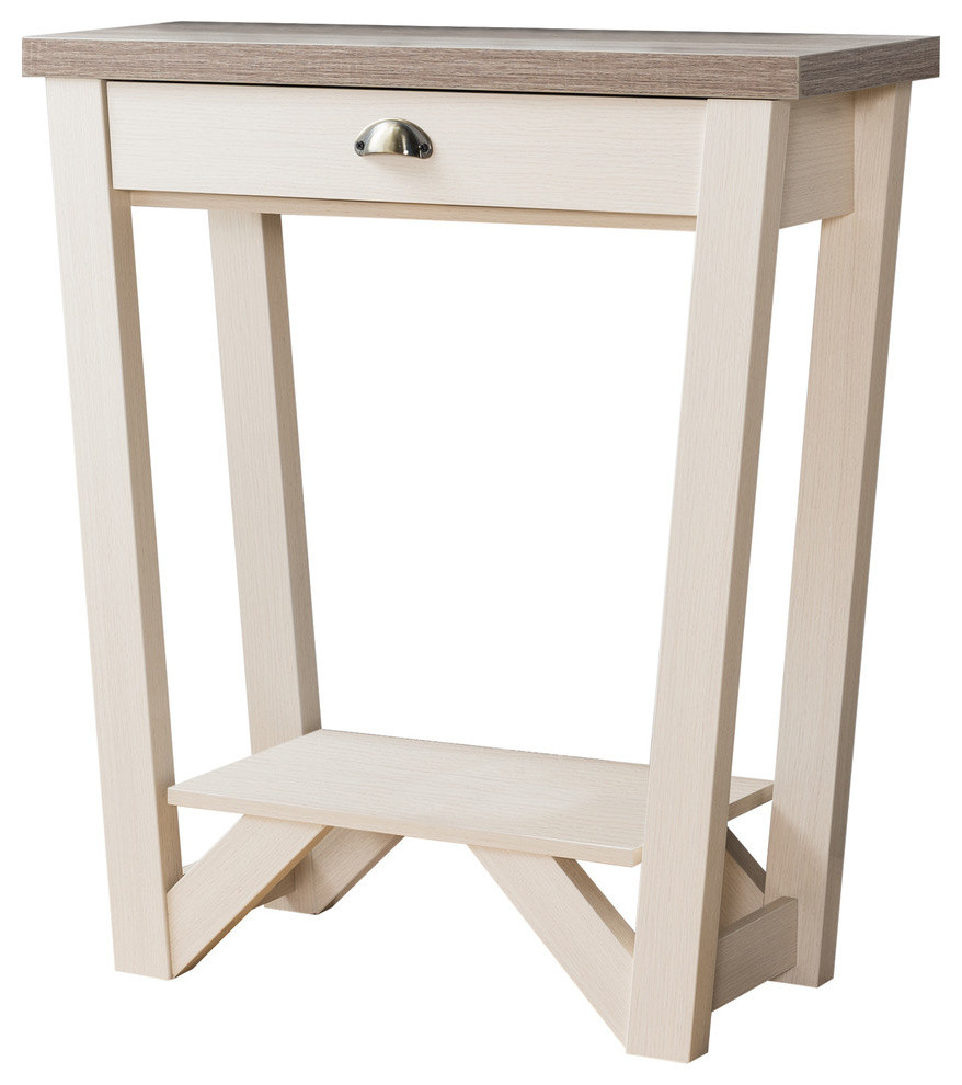 Furniture of America Iga Contemporary Wood 1-Drawer Console Table in Ivory
