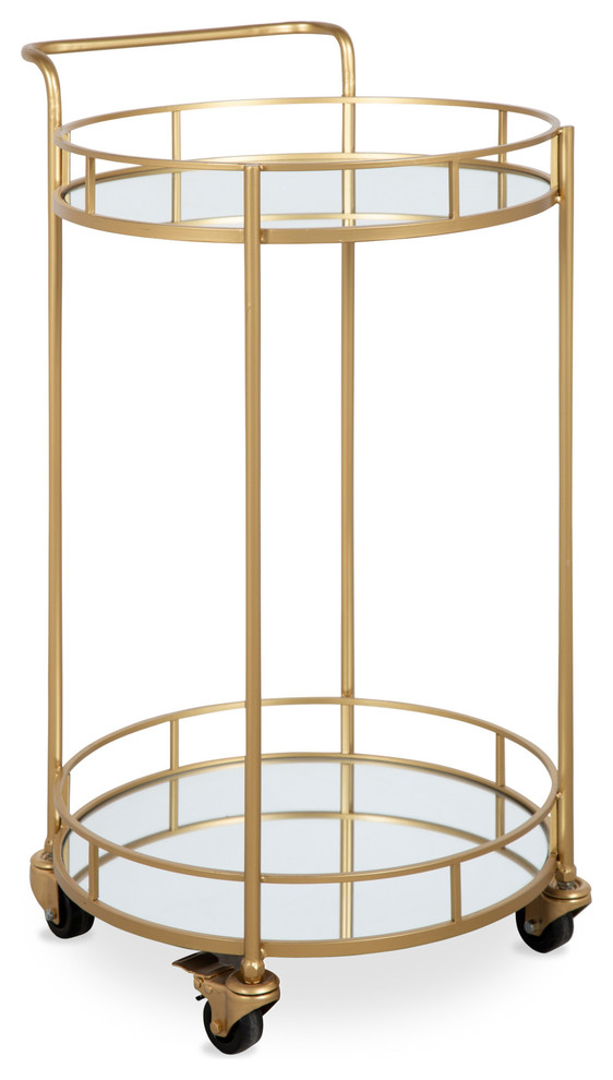 Deveaux Metal 2 Tiered Mirror Tray Cart Gold 17 75x17x30 Deveaux Metal 2 Tiered Mirror Tray Cart