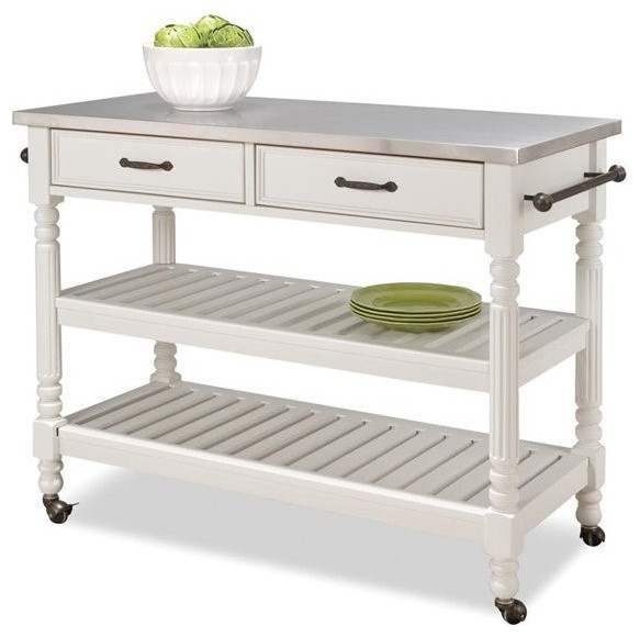 Kitchen Islands And Carts, White Kitchen Island Cart With Stainless Steel Top