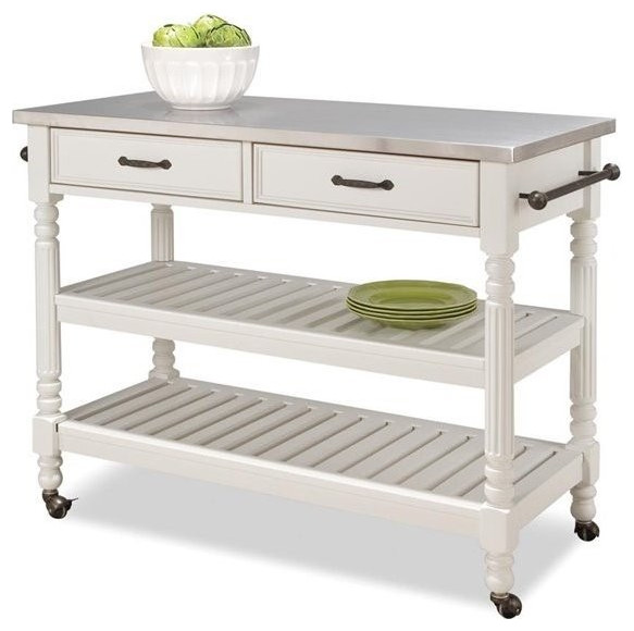 Home Styles Savannah Stainless Steel Top Kitchen Cart In Black Traditional Kitchen Islands And Kitchen Carts By Homesquare Houzz