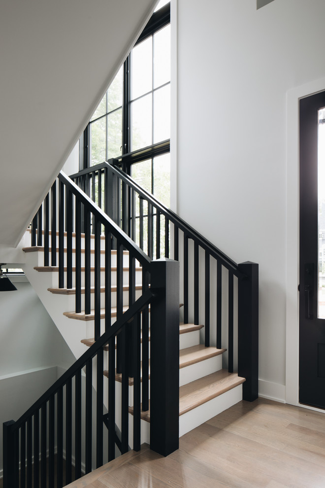 This is an example of a transitional staircase in Chicago.
