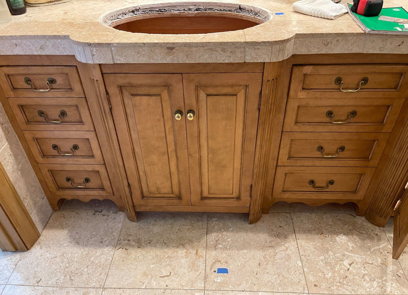 Refinished Bathroom Cabinets with Custom Faux Finish