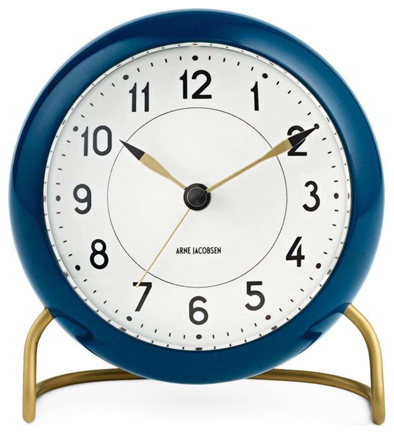 Arne Jacobsen, Station Alarm Clock, Petrol Blue Contemporary Alarm
