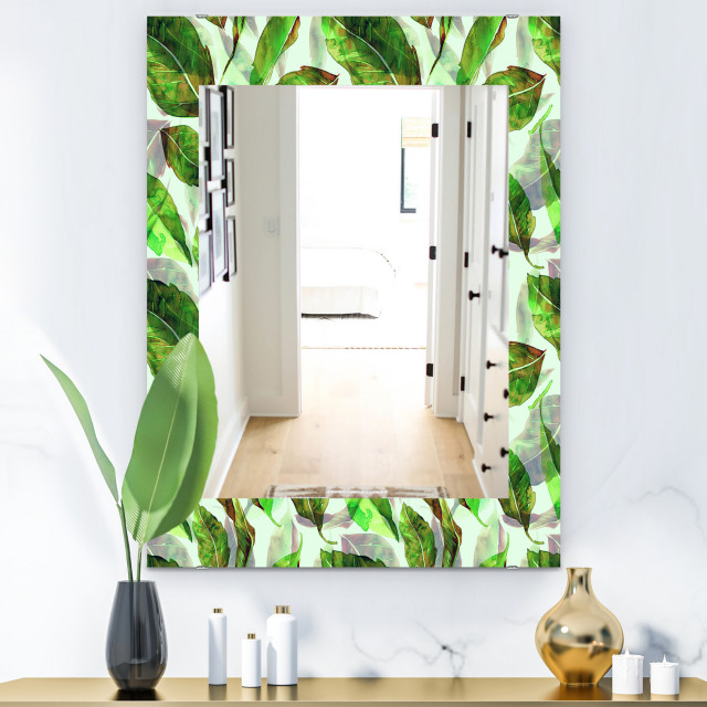 Designart Tropical Mood Foliage 10 Modern Frameless Vanity Mirror ...