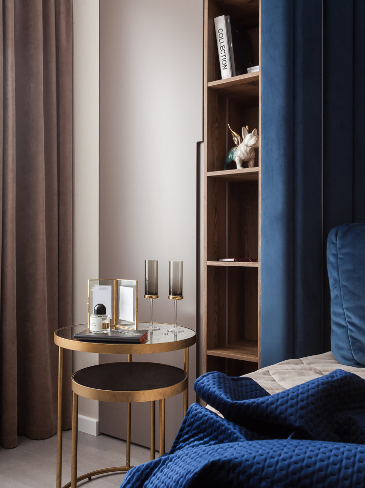 Компактная трехкомнатная квартира с круглой кроватью