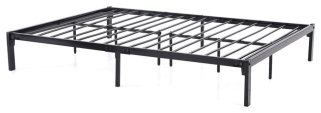 Hodedah Queen Size Metal Bed Frame in Black Finish