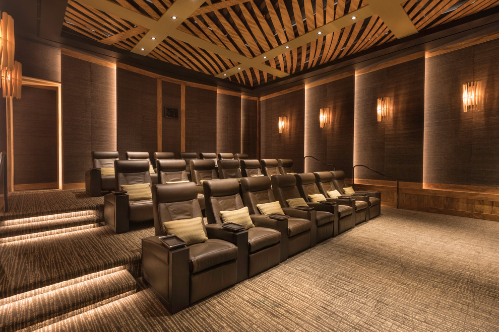 Design ideas for a contemporary home theatre in Hawaii.