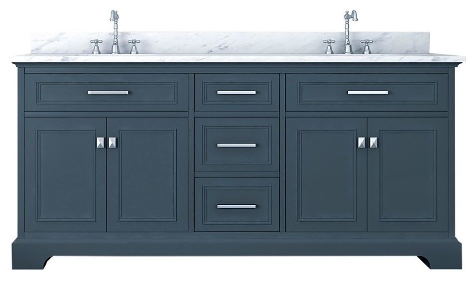 Pittsburgh 73, Double Bathroom Vanity, Gray Transitional Bathroom