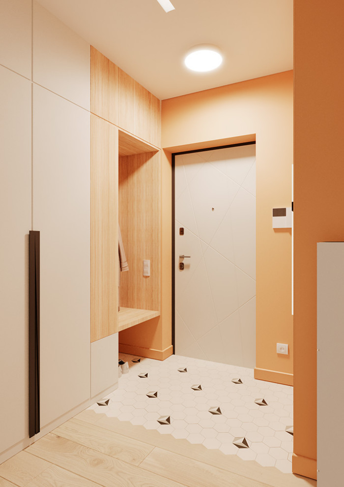 Евро однокомнатная квартира с яркими акцентами в ЖК Атмосфера