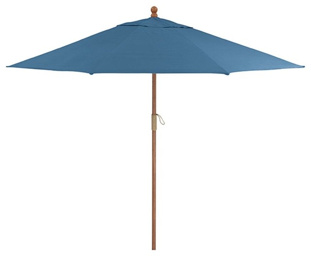 9' Round Sunbrella  Turkish Tile Patio Umbrella with FSC Eucalyptus