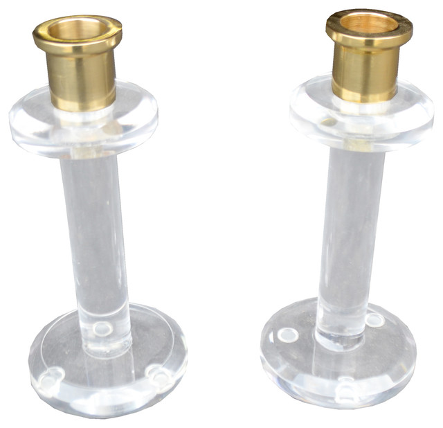 Lucite Candle Sticks, 2Piece Set Contemporary Candleholders by