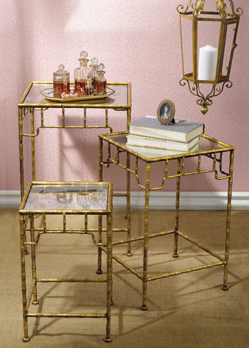 Golden Bamboo Antique Mirror Tables