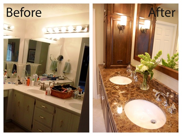 Outdated Bathroom gets Chic Makeover transitional