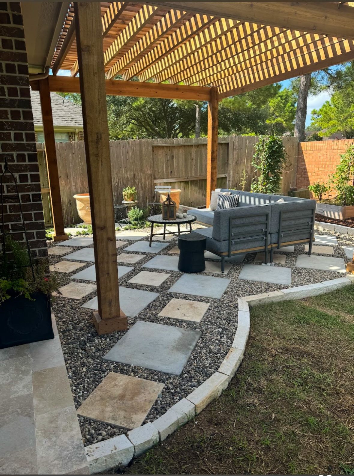 Backyard transformation with Pergola in Cinco Ranch!