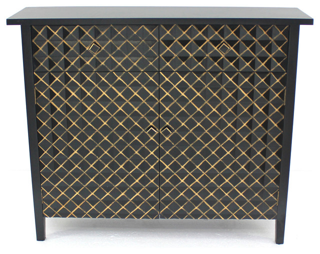 Vintage Black Living Room With Drawers Transitional Accent