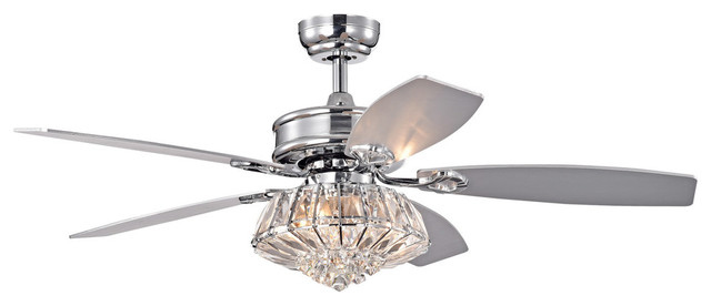 48 Indoor Chrome 5 Reversible Blade, Chrome Ceiling Fan With Light