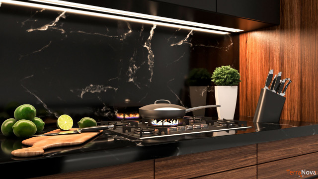 Cocina Negra con Madera modern-kitchen