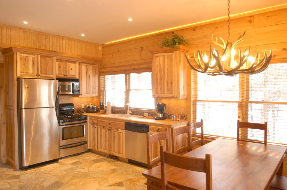 Inspiration for a rustic kitchen remodel in Denver