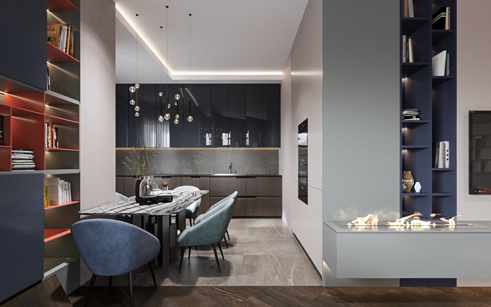 Студия в современном стиле  в колониальных тонах