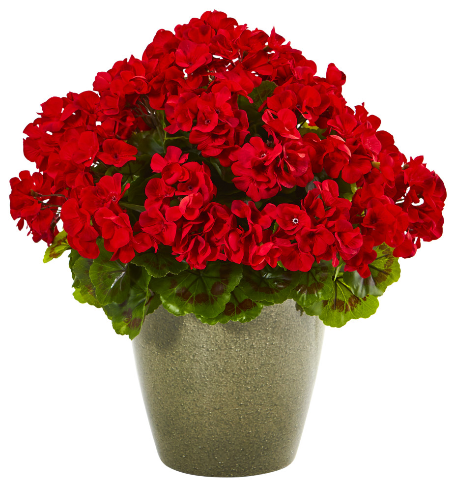 17" Geranium Artificial Plant UV Resistant, Indoor/Outdoor Modern Artificial Flower