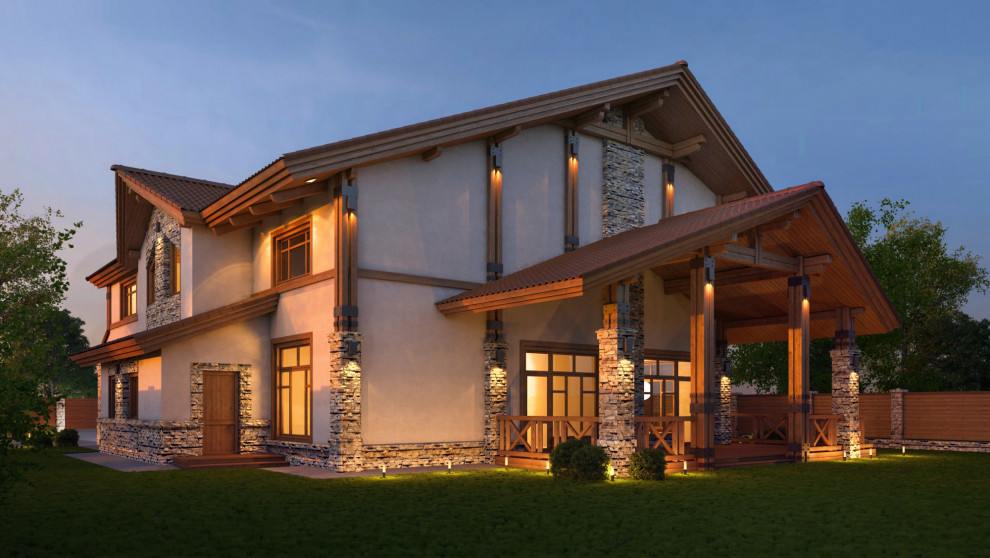 Дизайн фасада КОТТЕДЖА на Чусовском тракте