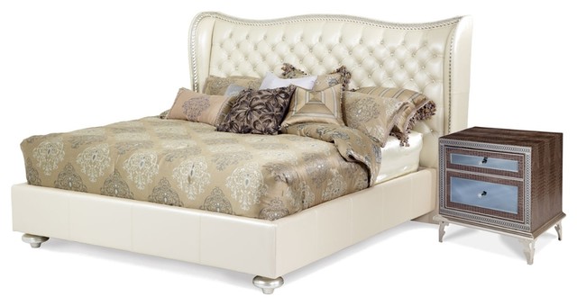 Aico Hollywood Swank 2 Piece Upholstered Bedroom Set Option 3 Queen