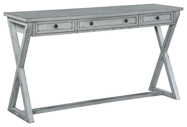 Keats French Country Style 3 Drawer Console Table Light Grey