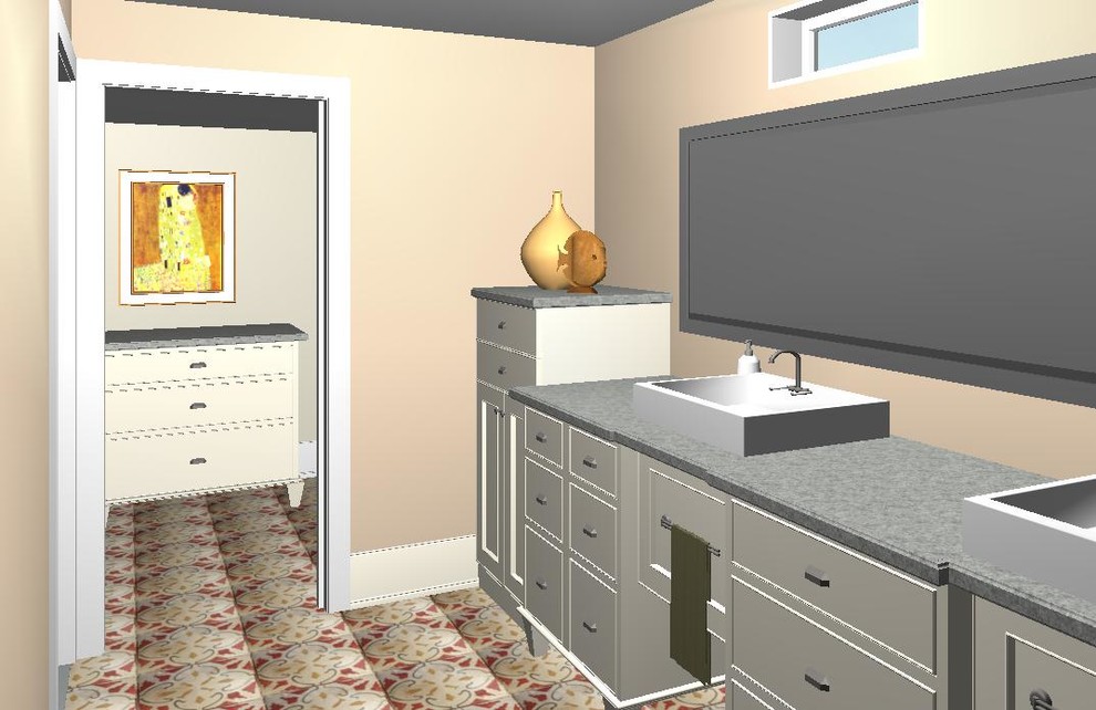 Example of a transitional home design design in Phoenix