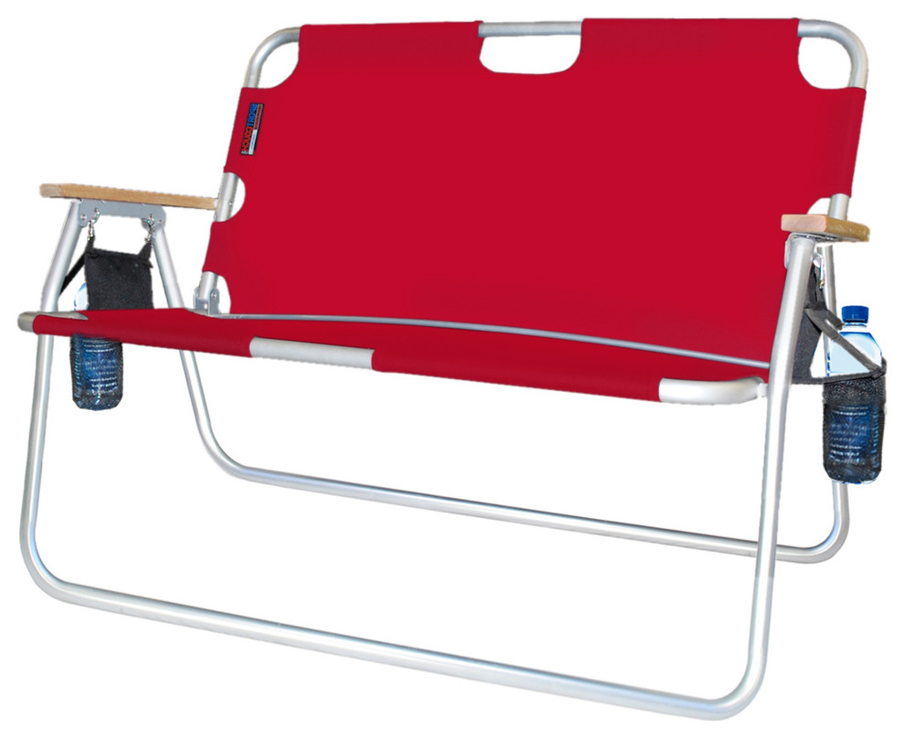 Tailgater Two-Person Folding Aluminum Chair, Red